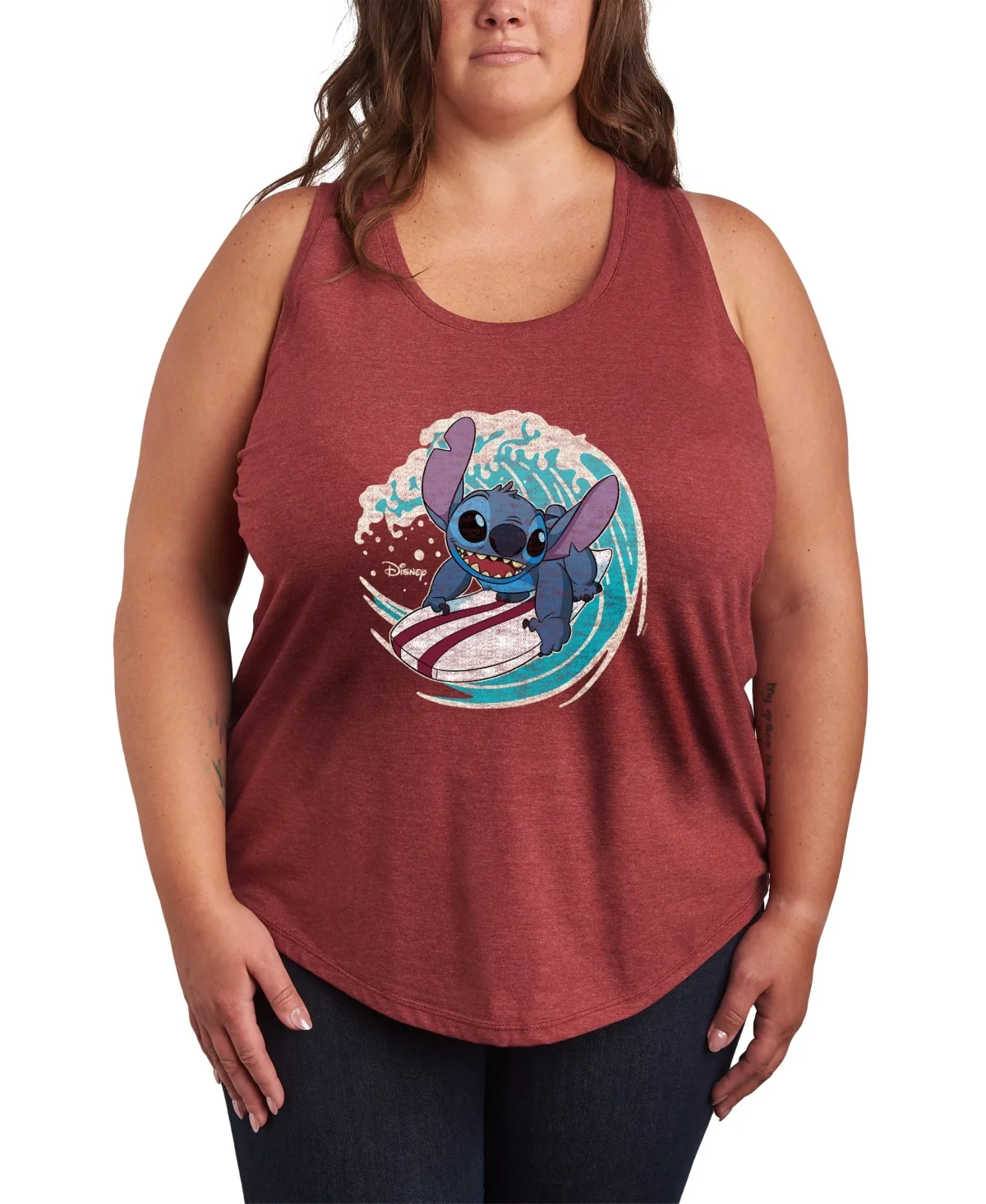 Lilo Stitch Surf Racerback Graphic Tank Top by Hybrid Apparel