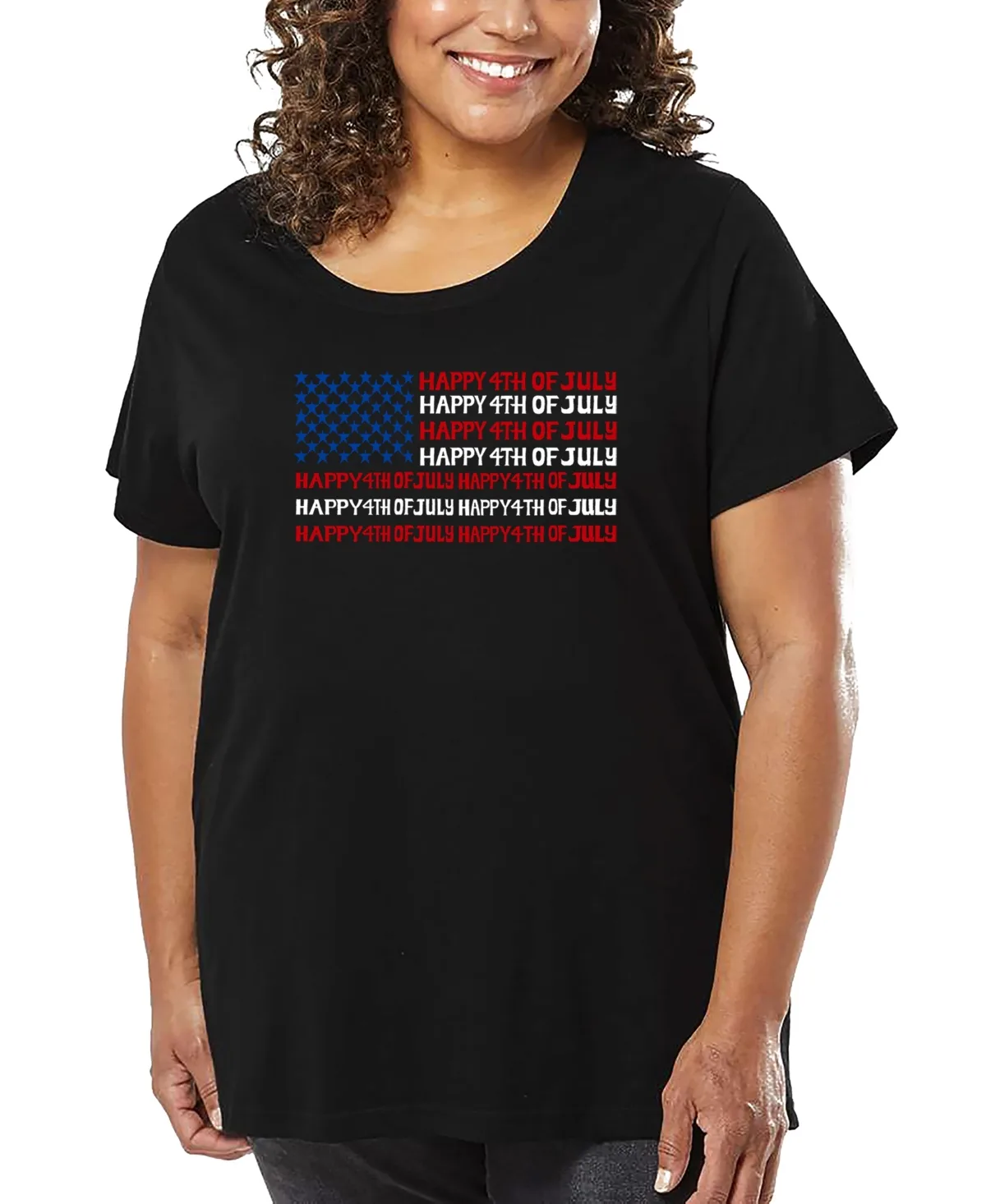 Happy 4th of July Word Art T-Shirt by La Pop Art