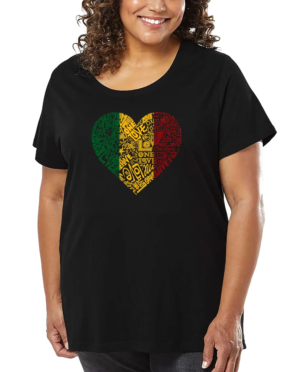 One Love Heart Word Art T-Shirt by La Pop Art