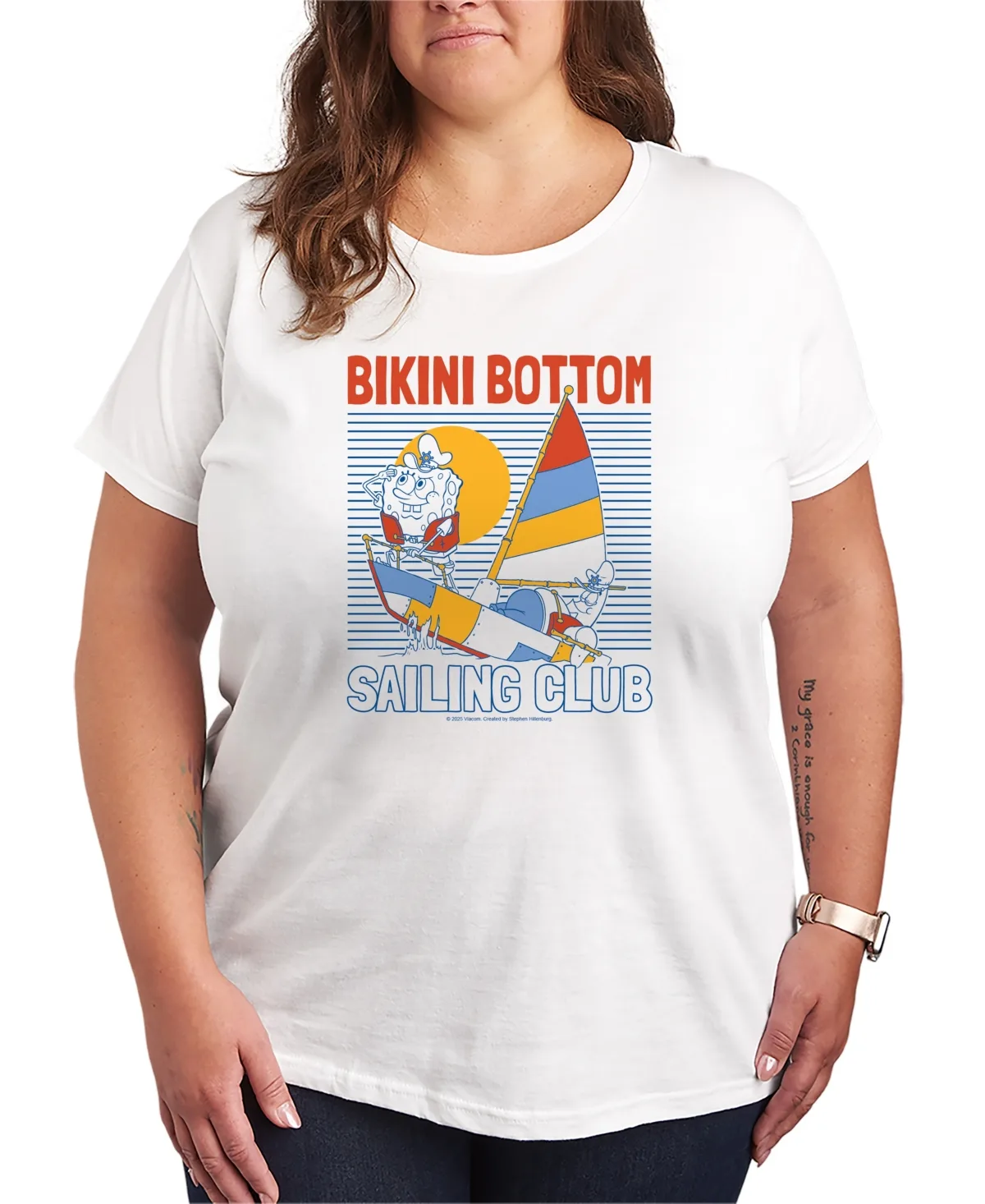 SpongeBob Square Pants Bikini Bottom Sailing Club Short-Sleeve Graphic T-Shirt by Hybrid Apparel
