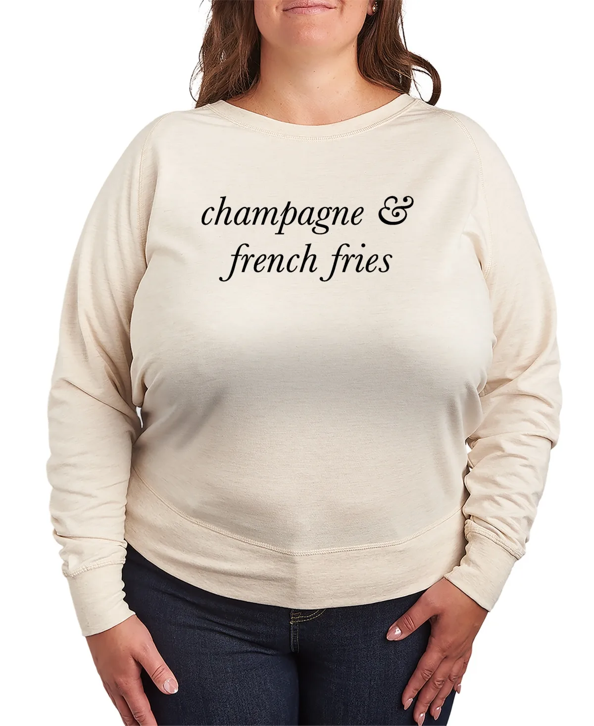 Instant Message Champagne and French Fries French Terry Long-Sleeve T-Shirt by Hybrid Apparel