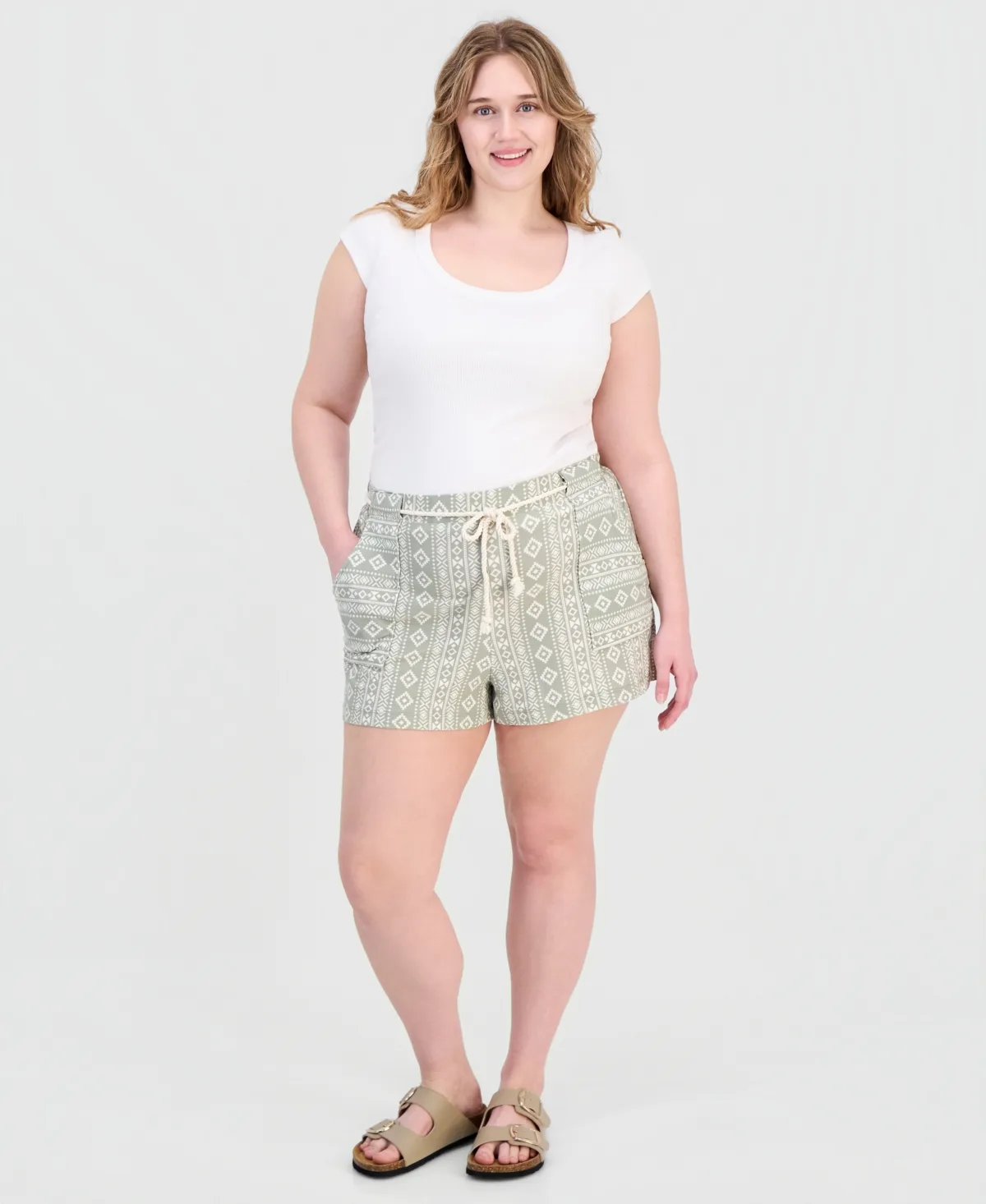 Striped Rope-Belt Shorts by Derek Heart