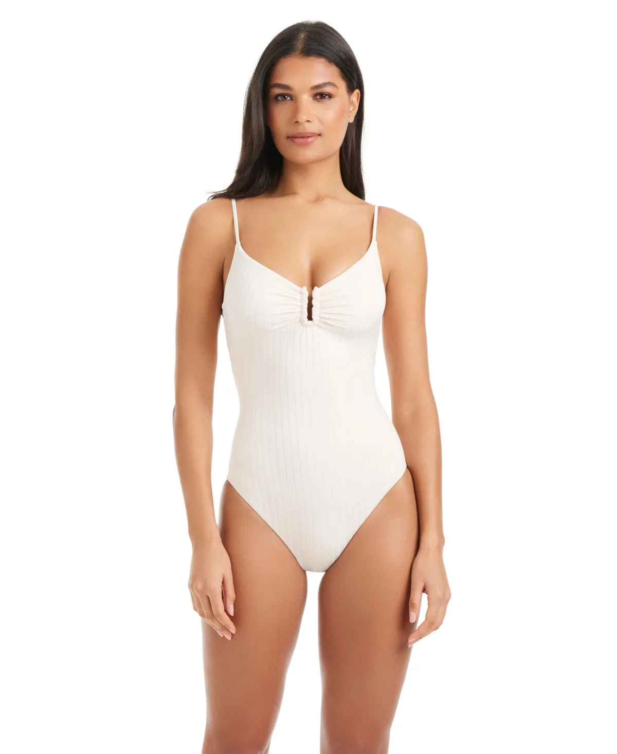 Refresh Ribbed V-Neck One-Piece Swimsuit by Sanctuary