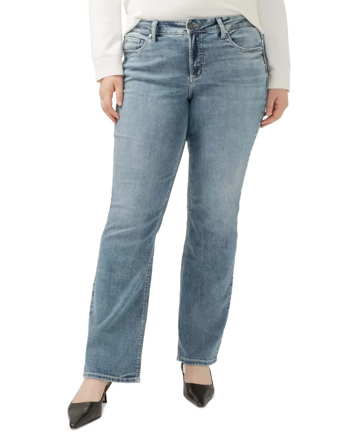 Suki Mid Rise Curvy Fit Slim Bootcut Jeans by Silver Jeans Co.