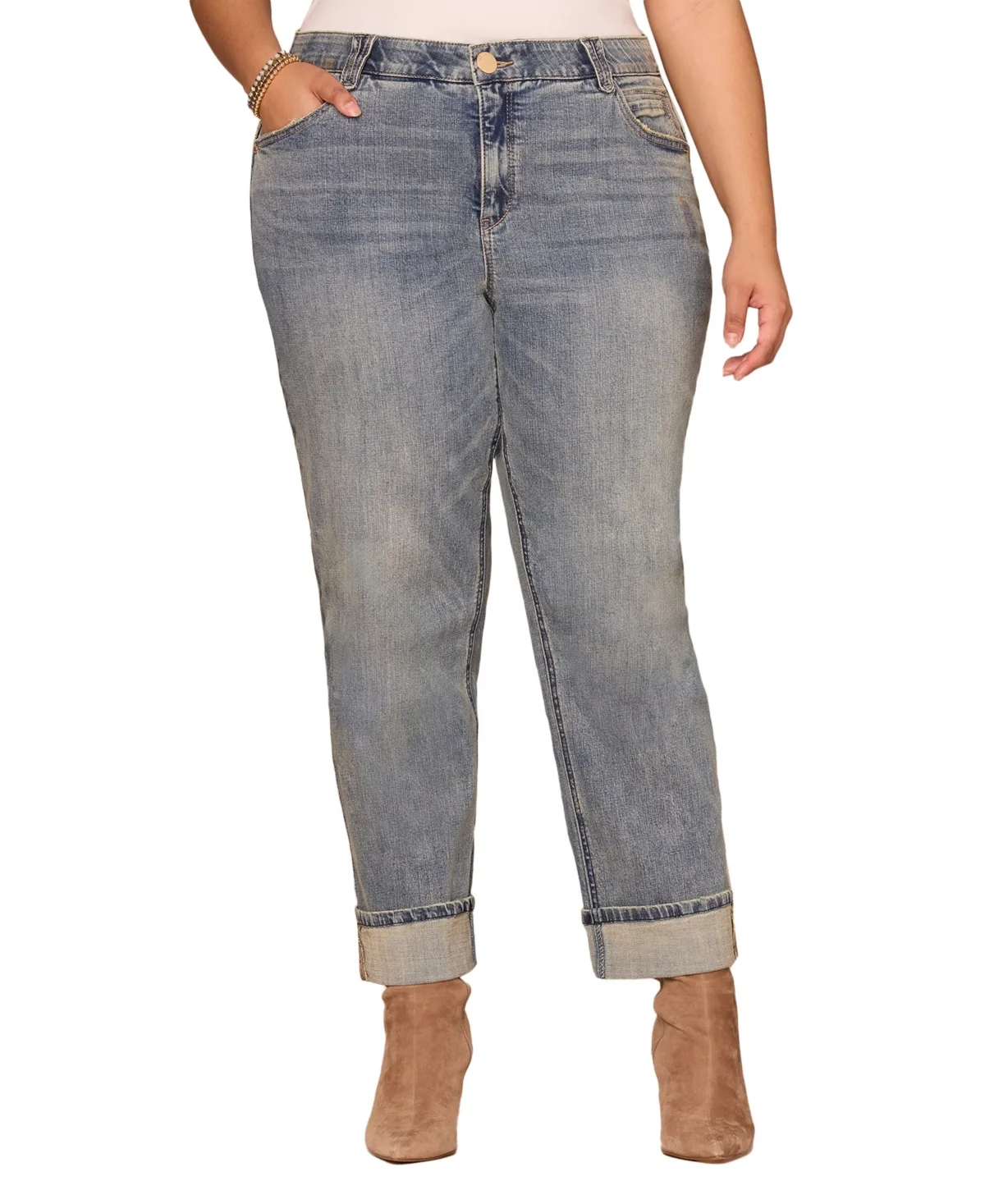Rolled-Cuff Boyfriend Jeans by Democracy