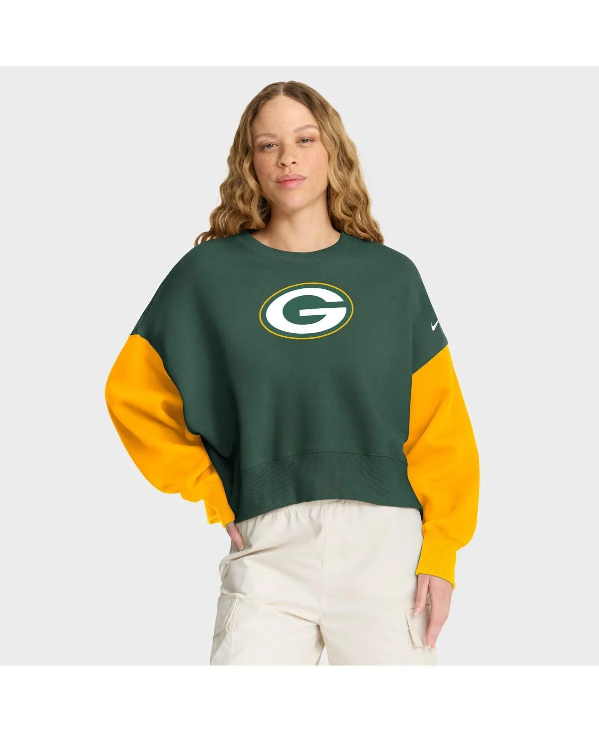 Bay Packers Oversized Color Block Pullover Sweatshirt by Nike