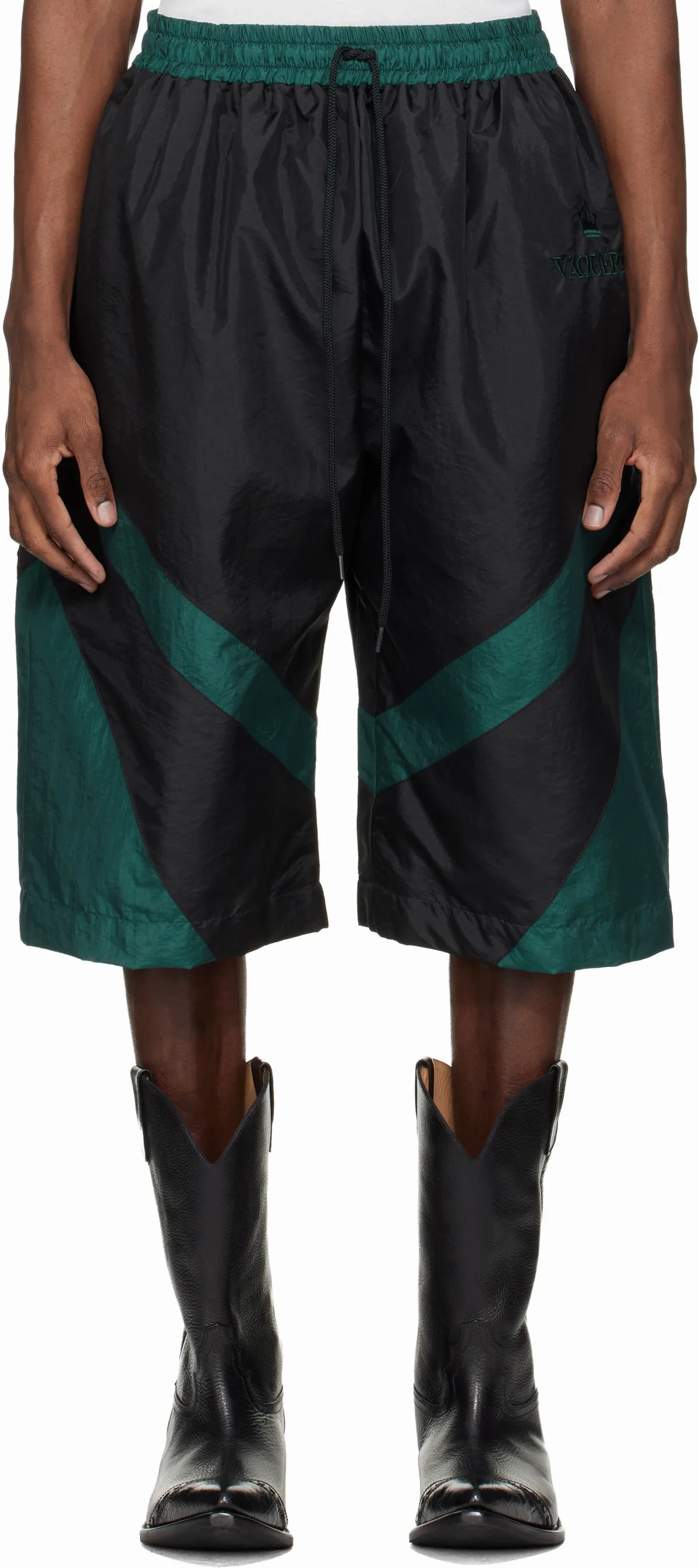 Black & Green Windbreaker Shorts