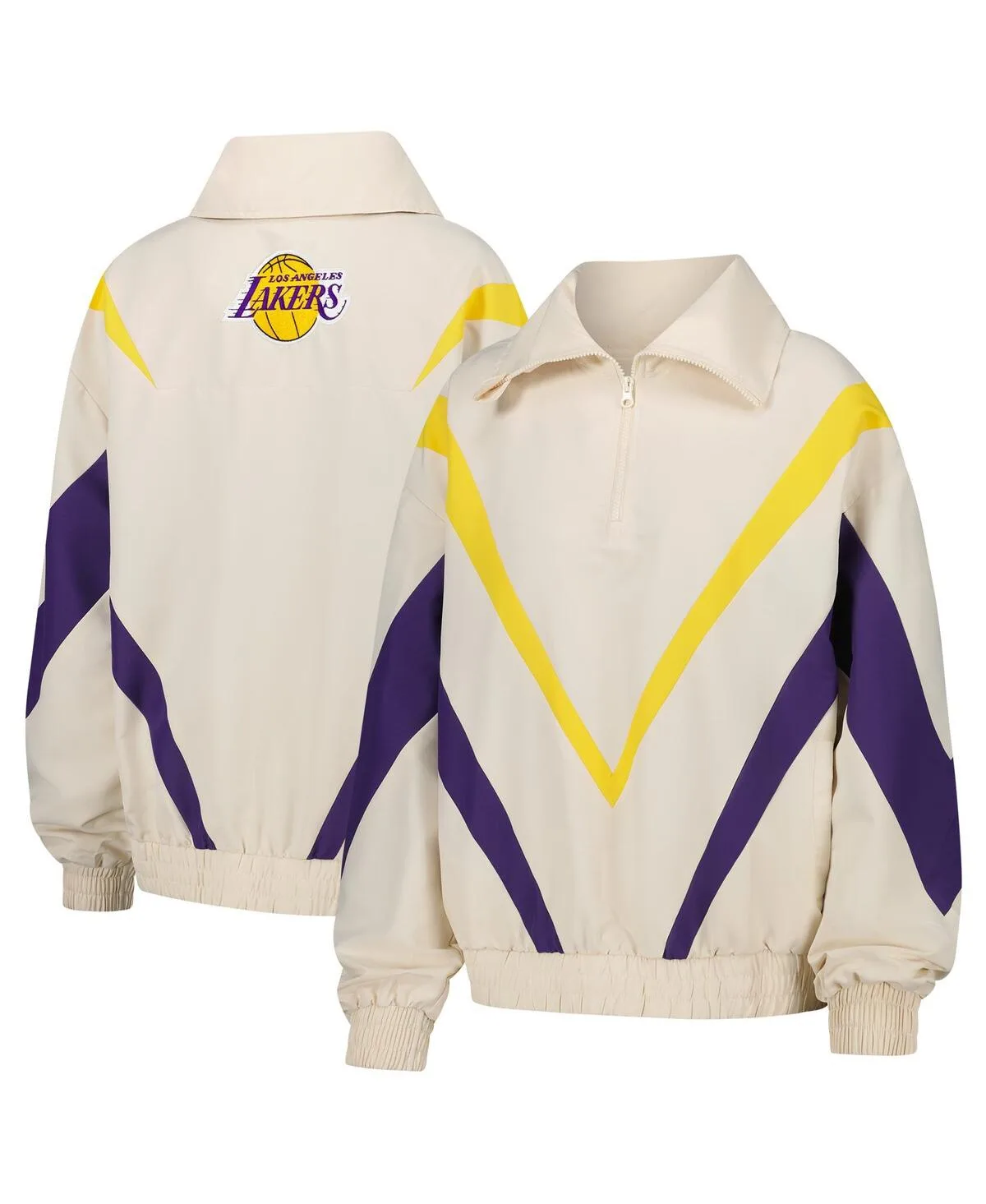 Los Angeles Lakers Retro Chevron Ripstop Quarter-Zip Windbreaker Jacket by Terez