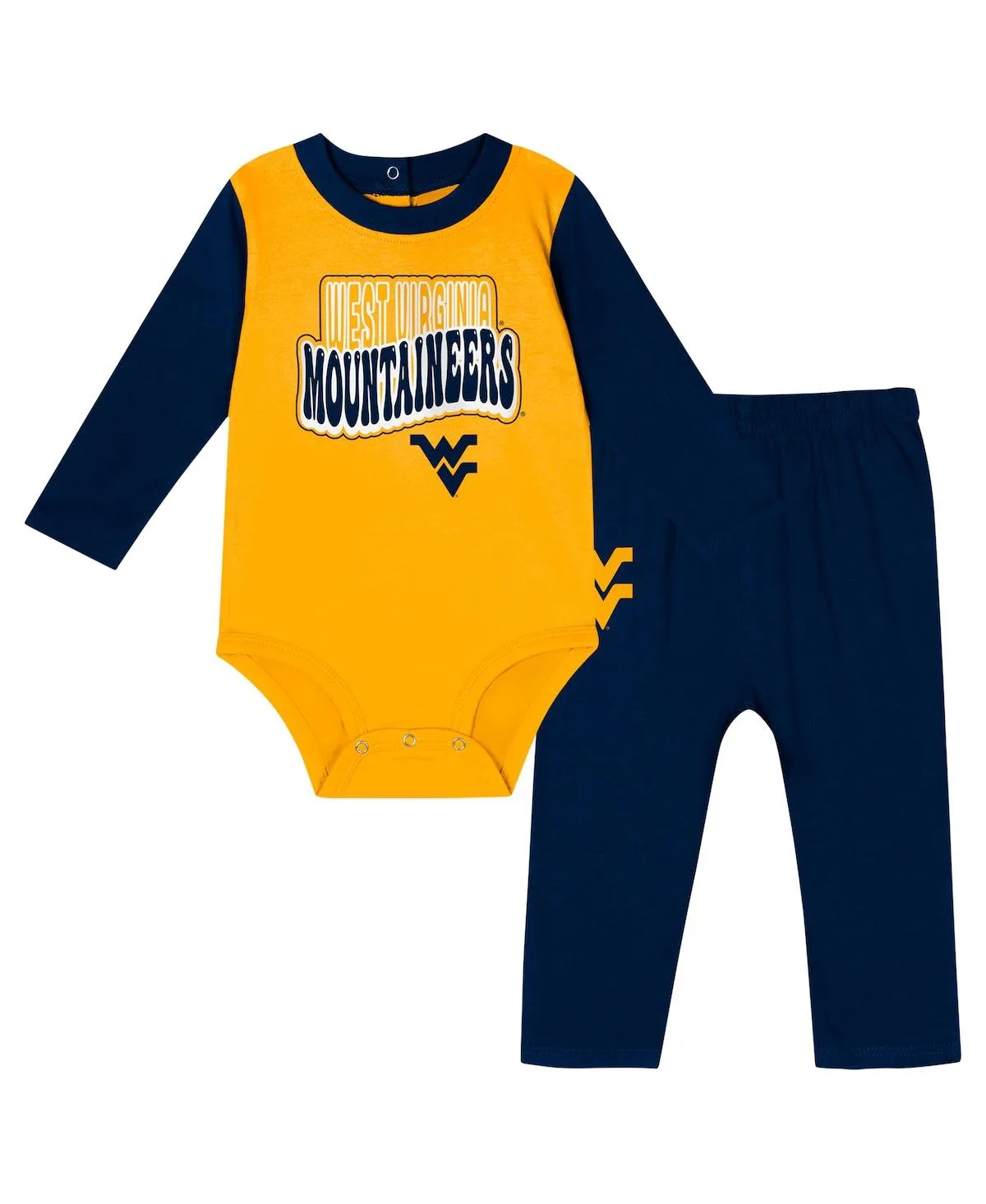 West Virginia Mountaineers Double Up Long Sleeve Bodysuit and Pant Set by Outerstuff