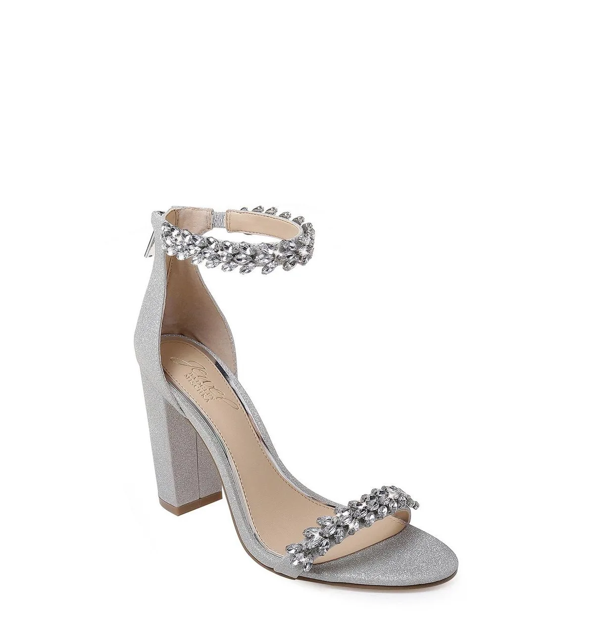 Mayra Block Heel Evening Sandals by Jewel Badgley Mischka