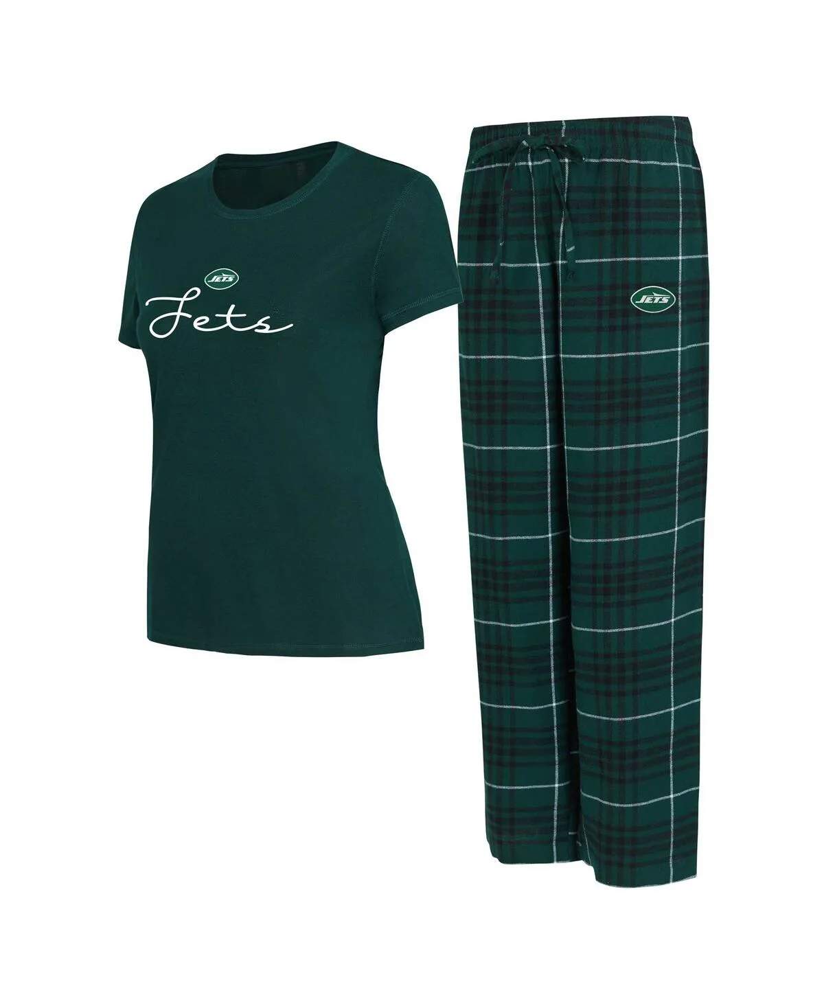 New York Jets Vector T-Shirt Flannel Pants Sleep Set by Concepts Sport