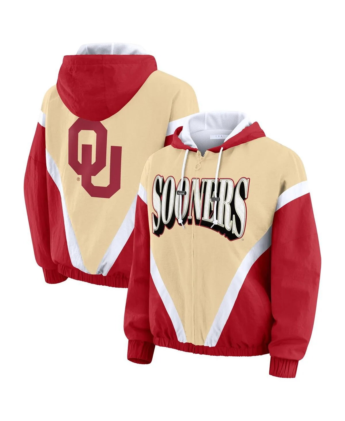 Oklahoma Sooners Color Block Full-Zip Hoodie Windbreaker Jacket by Wear By Erin Andrews