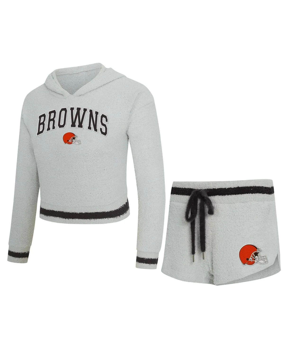 Cleveland Browns Whitley Long Sleeve Hoodie Top Shorts Set by Concepts Sport