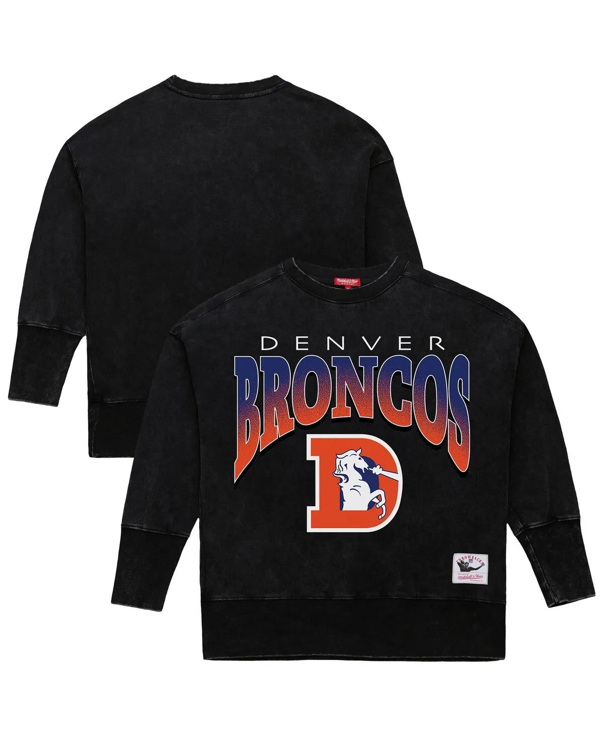Denver Broncos Delineate Mineral Wash Crewneck Sweatshirt by Mitchell & Ness