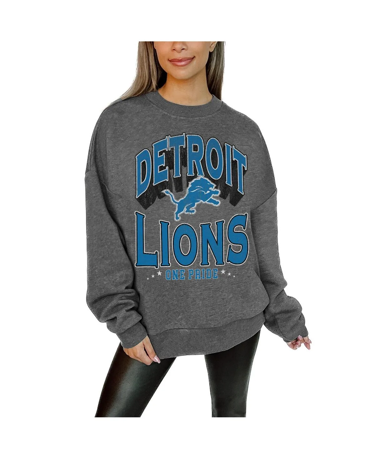 Detroit Lions Long Weekend Premium Fleece Drop Shoulder Pullover Sweatshirt by Gameday Couture