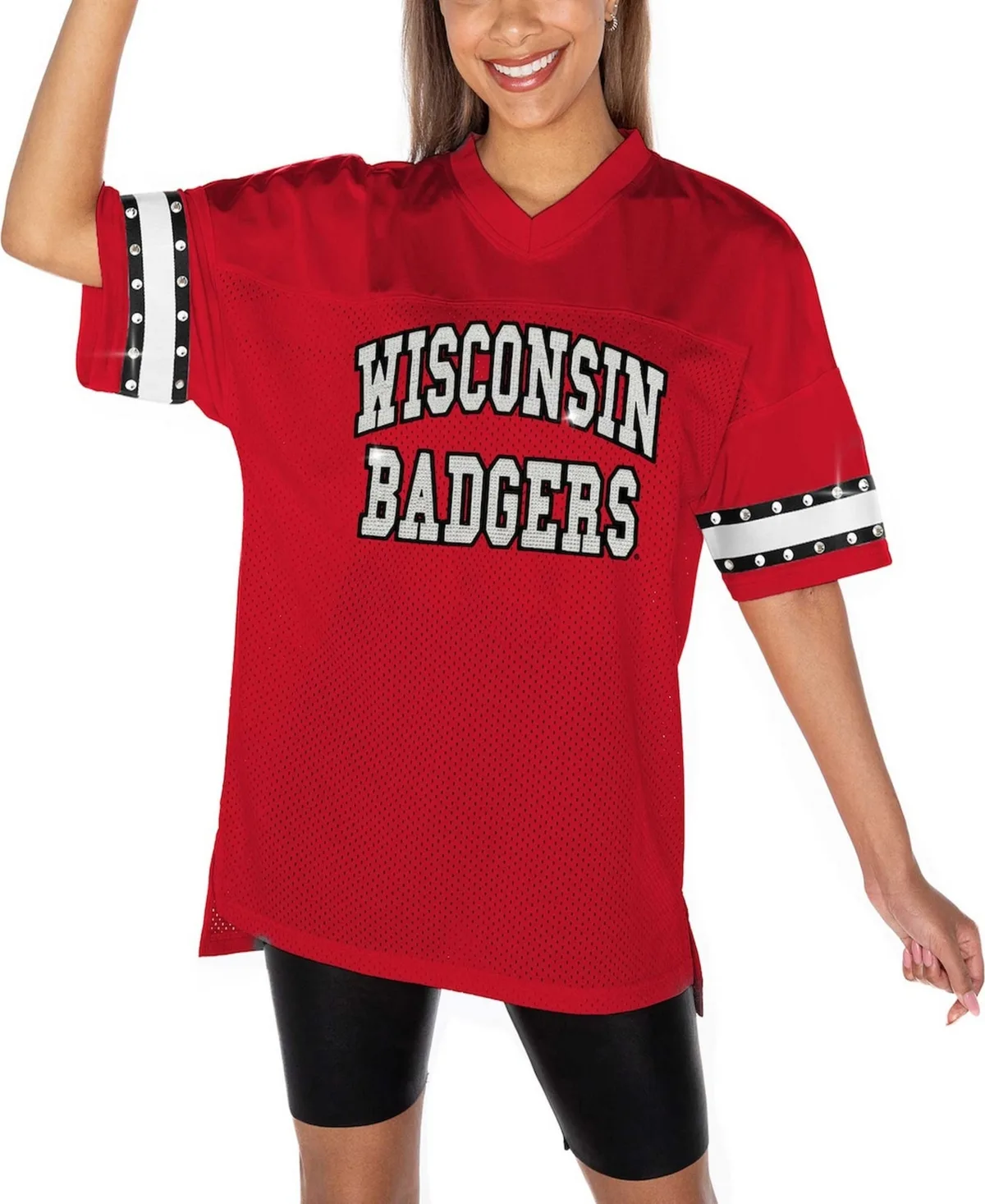 Wisconsin Badgers Until Kickoff Rhinestone Fashion T-Shirt by Gameday Couture