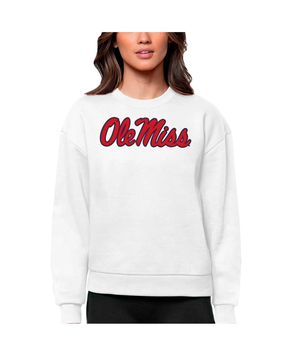 Ole Miss Rebels Victory Crewneck Pullover Sweatshirt by Antigua