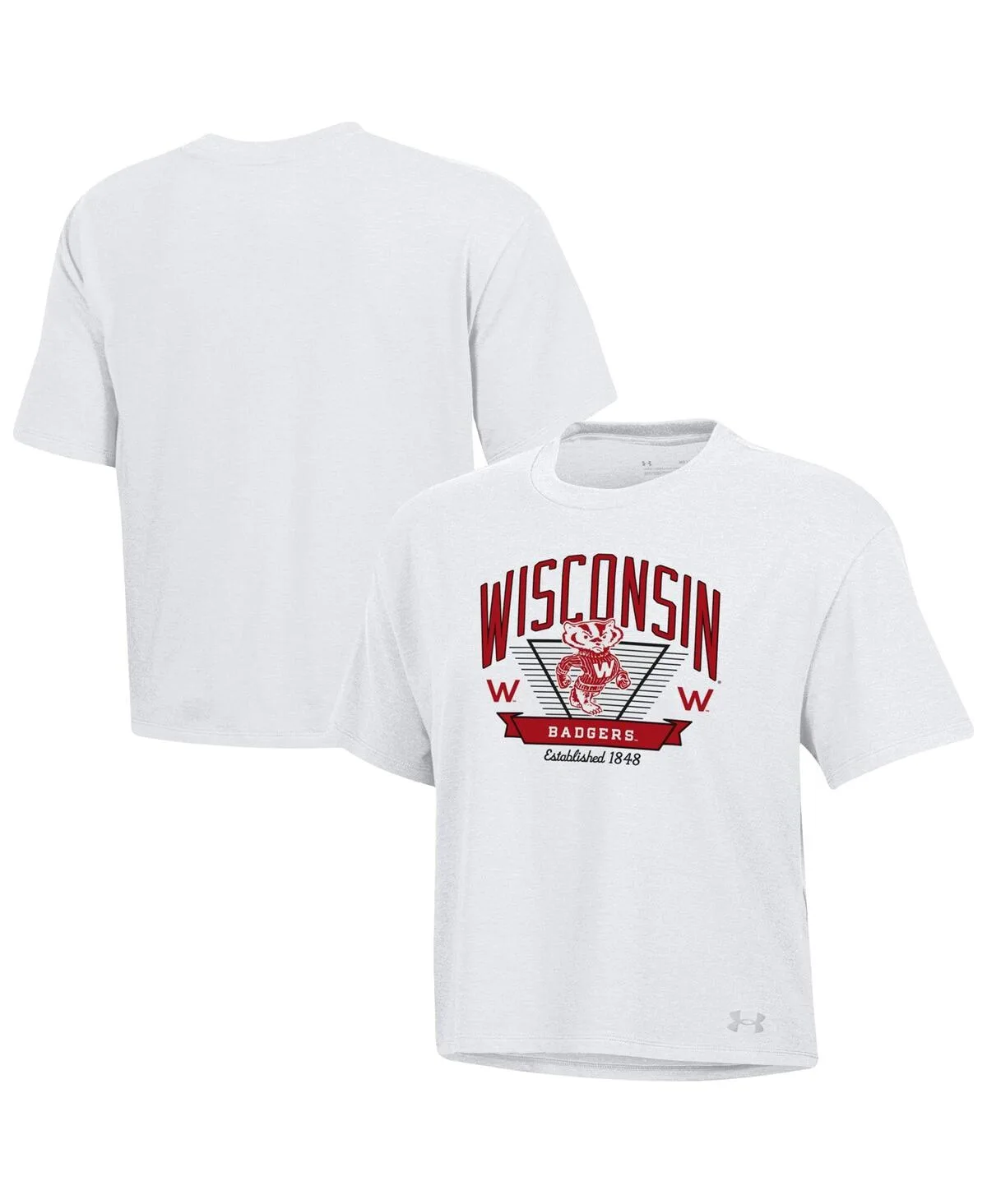 Wisconsin Badgers Essentials Icon Ultra-Soft Tri-Blend Boxy Cropped T-Shirt by Under Armour