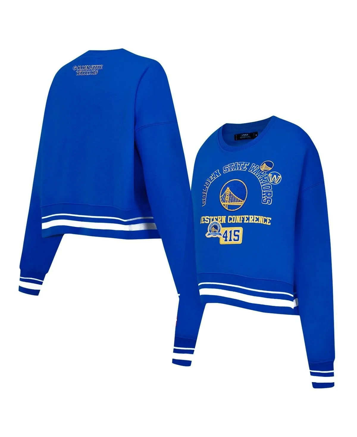Golden State Warriors Area Code Cropped Pullover Sweatshirt by Pro Standard