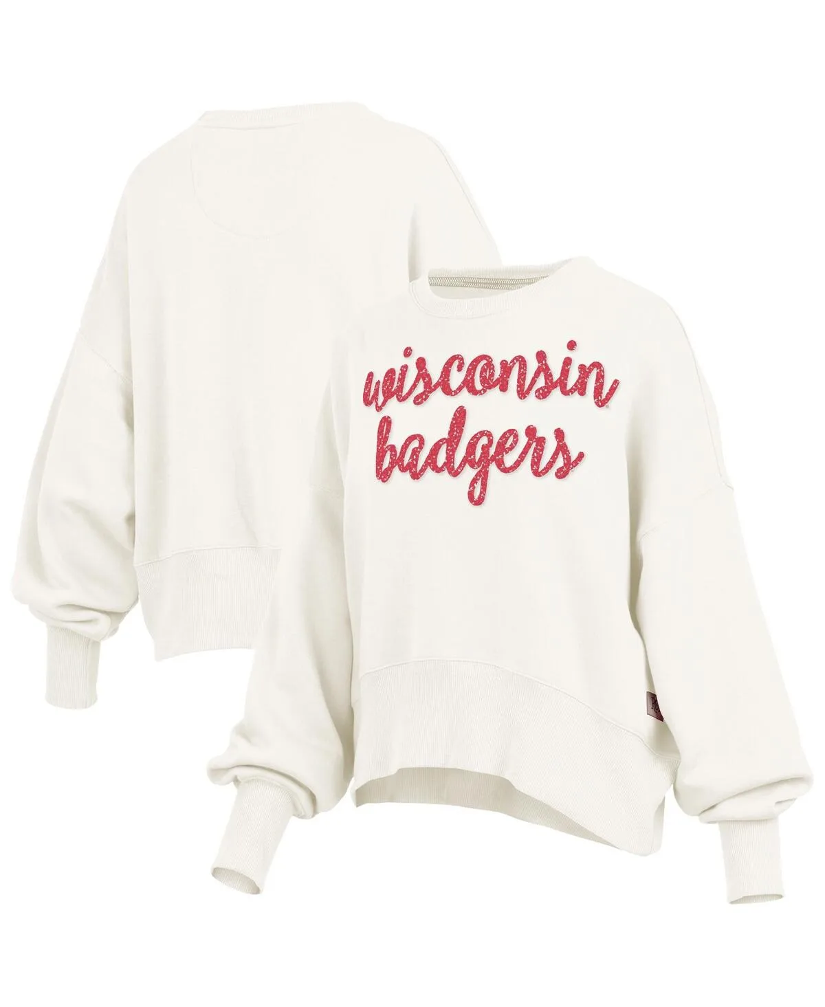 Wisconsin Badgers Oversized Chelsea Waist Length Pullover Sweatshirt by Pressbox