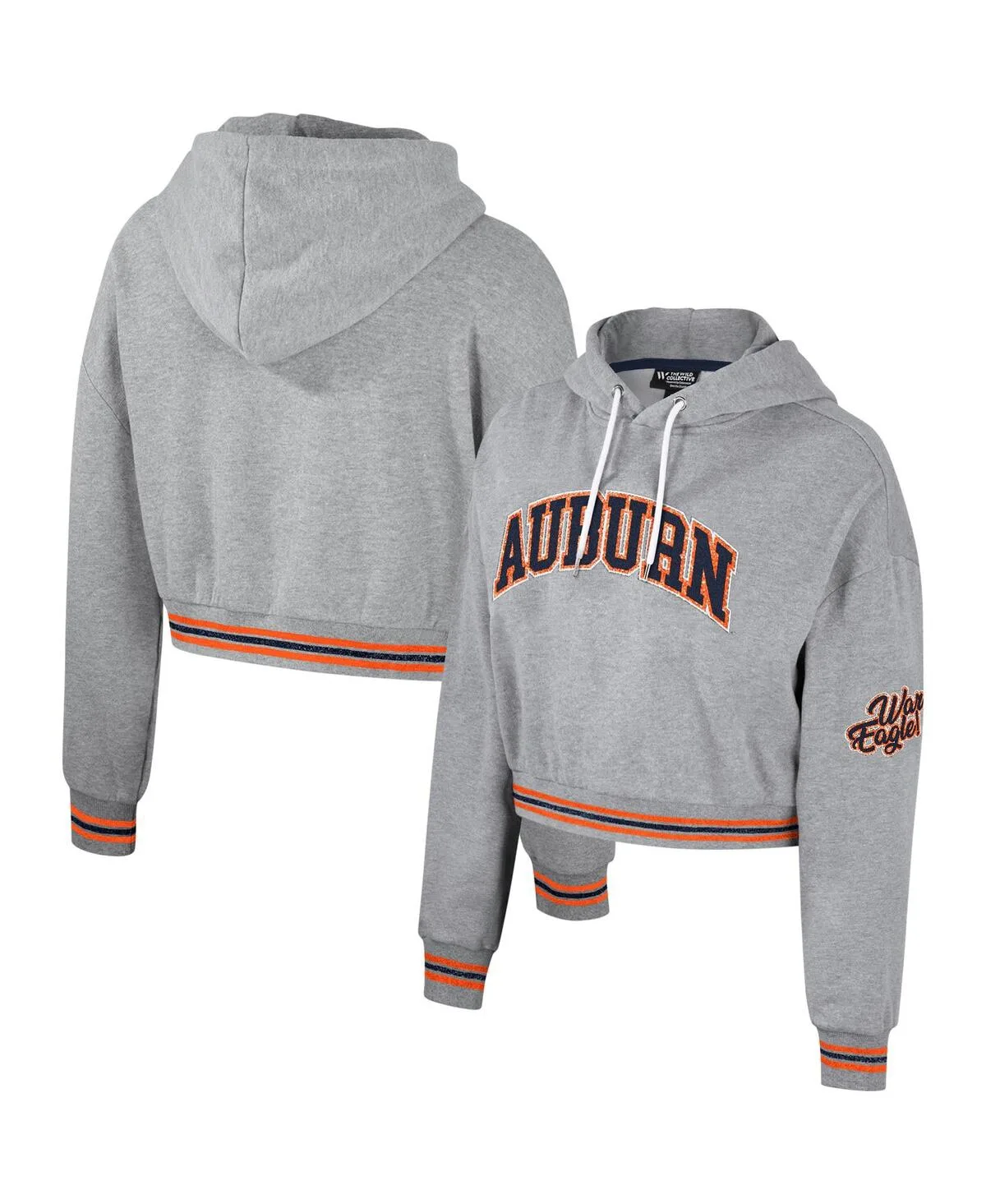 The Wild Collective Auburn Tigers Cropped Shimmer Pullover Hoodie by The Wild Collective