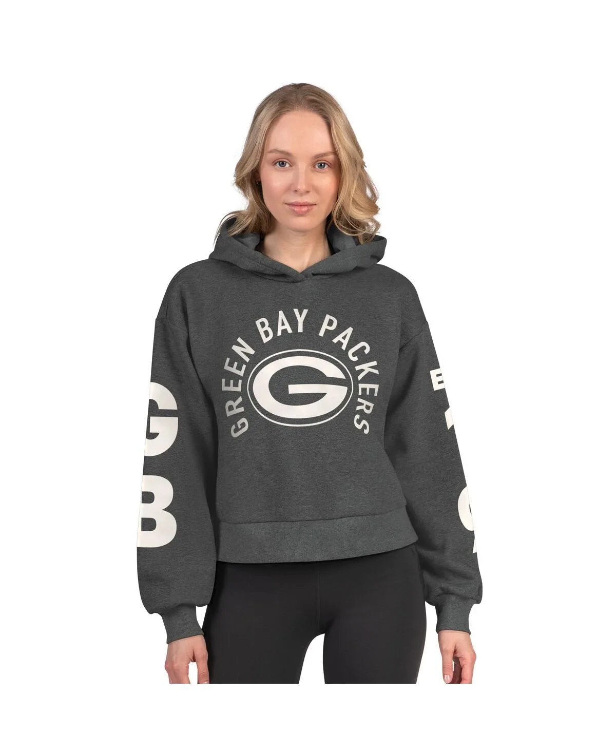 Green Bay Packers Star Player Cropped Fleece Pullover Hoodie