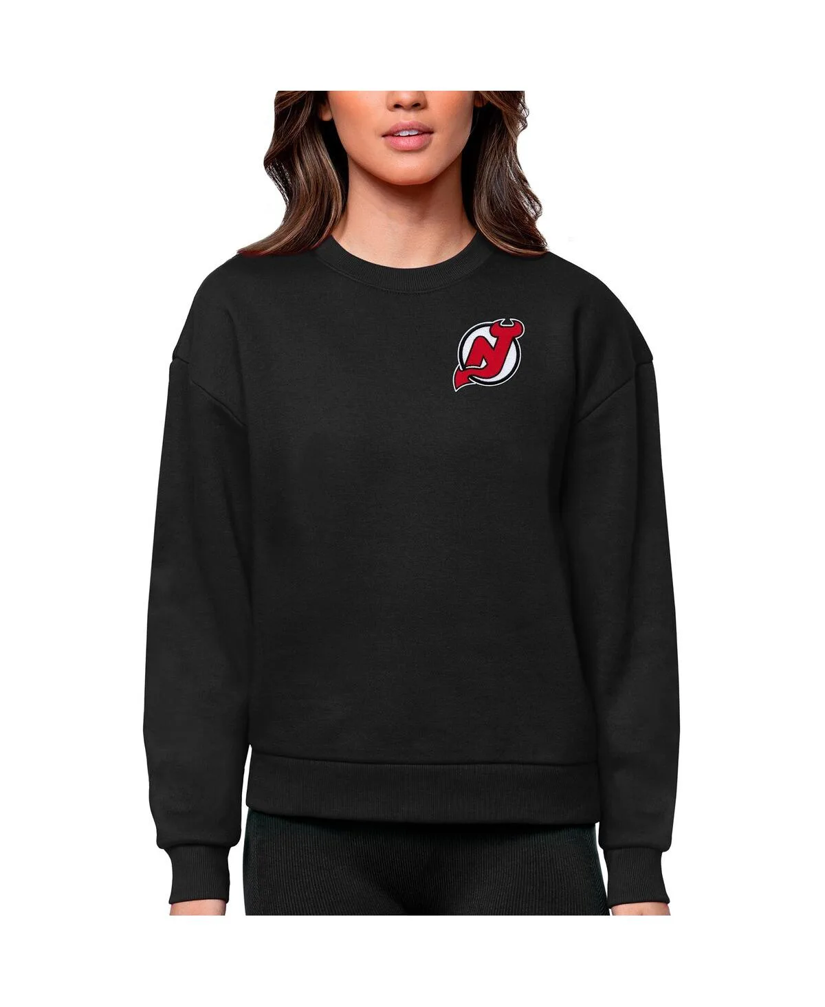 New Jersey Devils Primary Logo Victory Crewneck Pullover Sweatshirt by Antigua