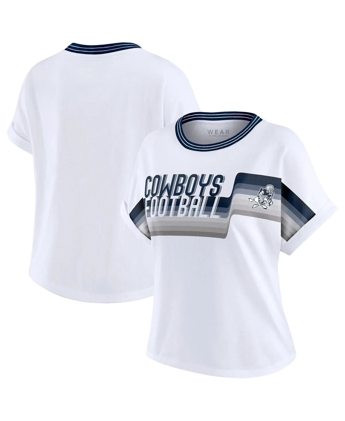 Dallas Cowboys Cropped Center Stripe Dolman T-Shirt by Wear By Erin Andrews