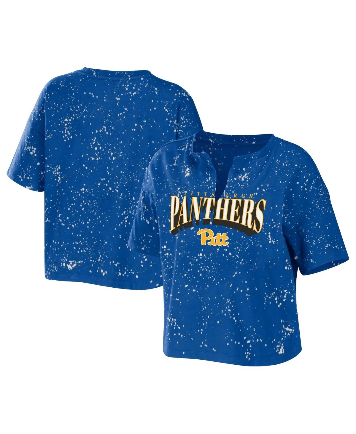 Wear by Erin Andrews Pitt Panthers Bleach Wash Splatter Notch Neck T-Shirt by Wear By Erin Andrews