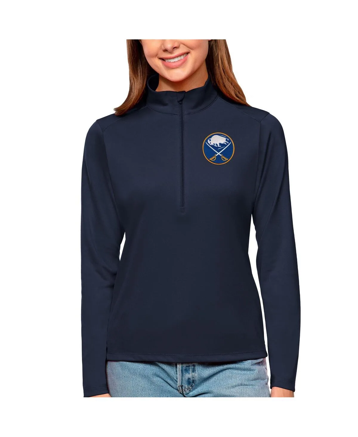 Buffalo Sabres Tribute Quarter-Zip Pullover Top by Antigua