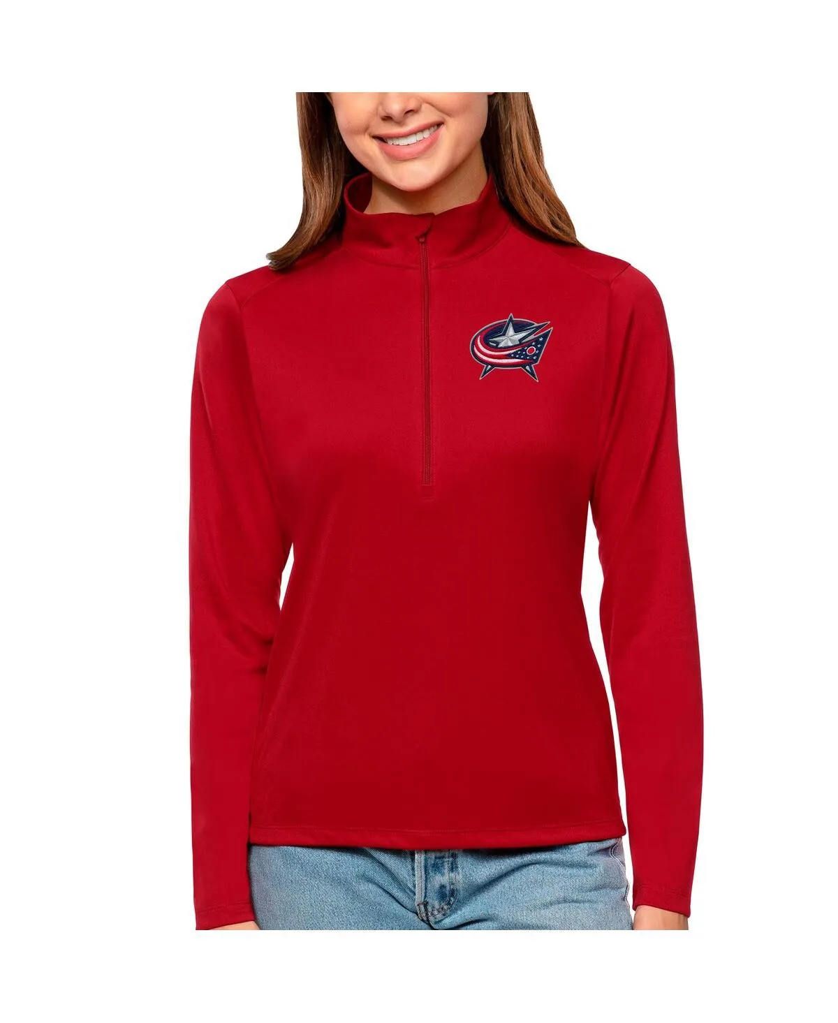 Columbus Blue Jackets Tribute Quarter-Zip Pullover Top by Antigua