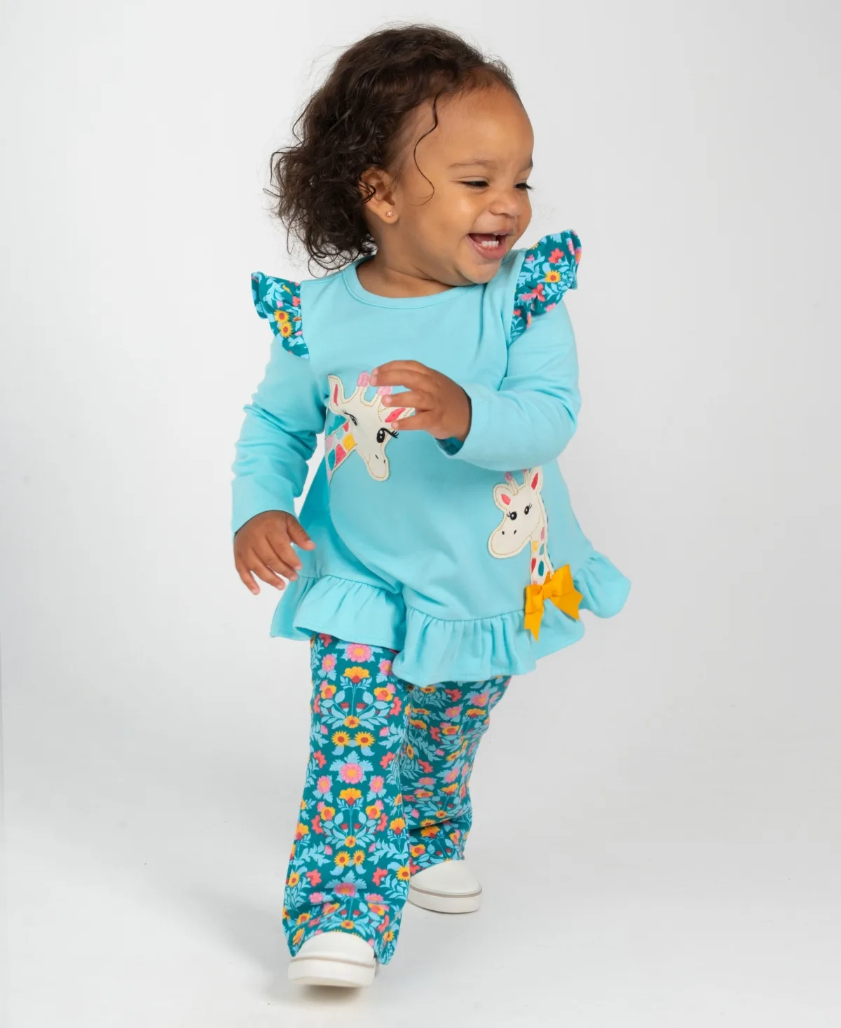 Giraffe Applique Ruffle Top and Pants, 2-Piece Set by Rare Editions