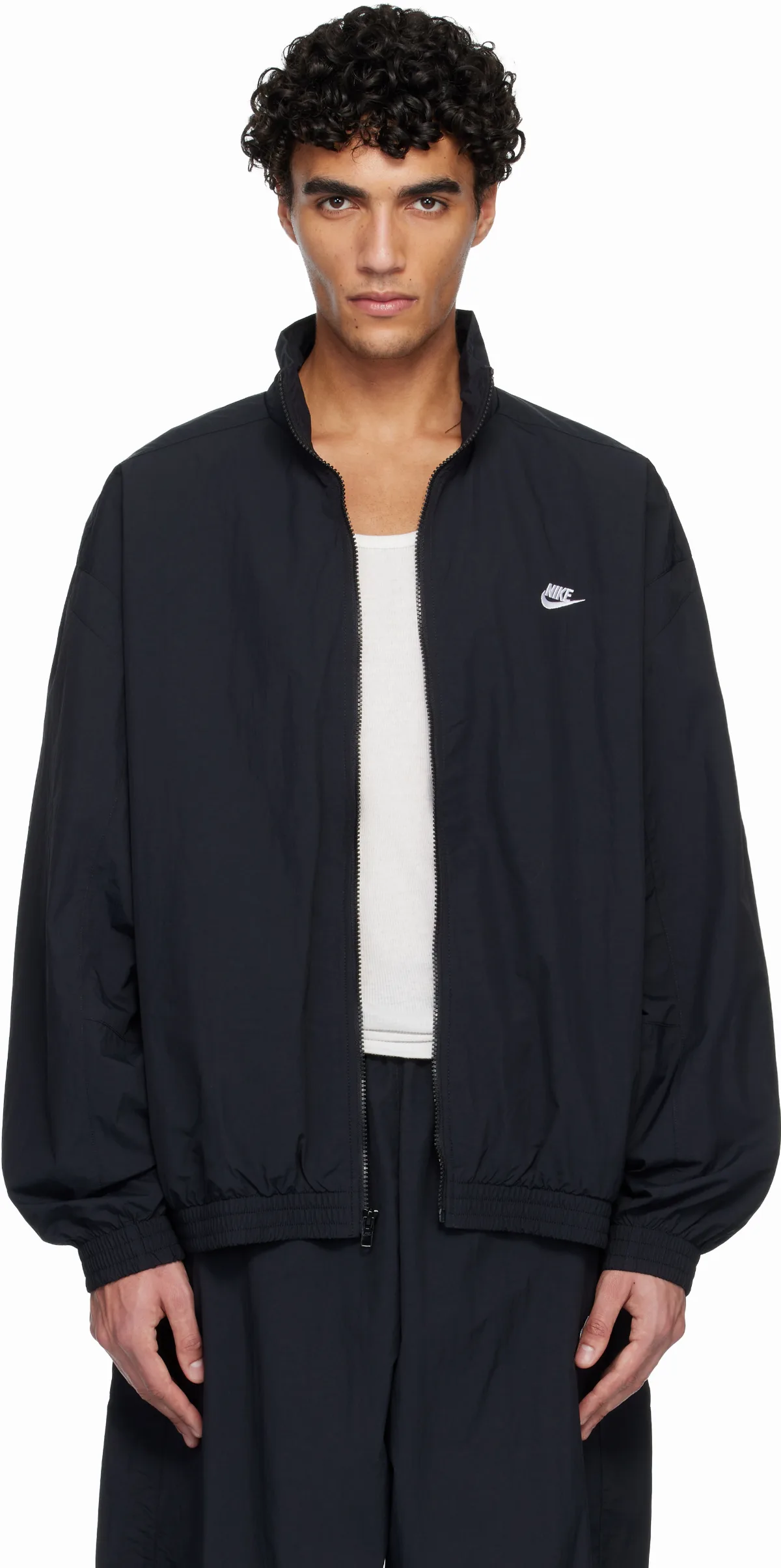 Black Nike Club Oversized Woven Track Jacket by Nike