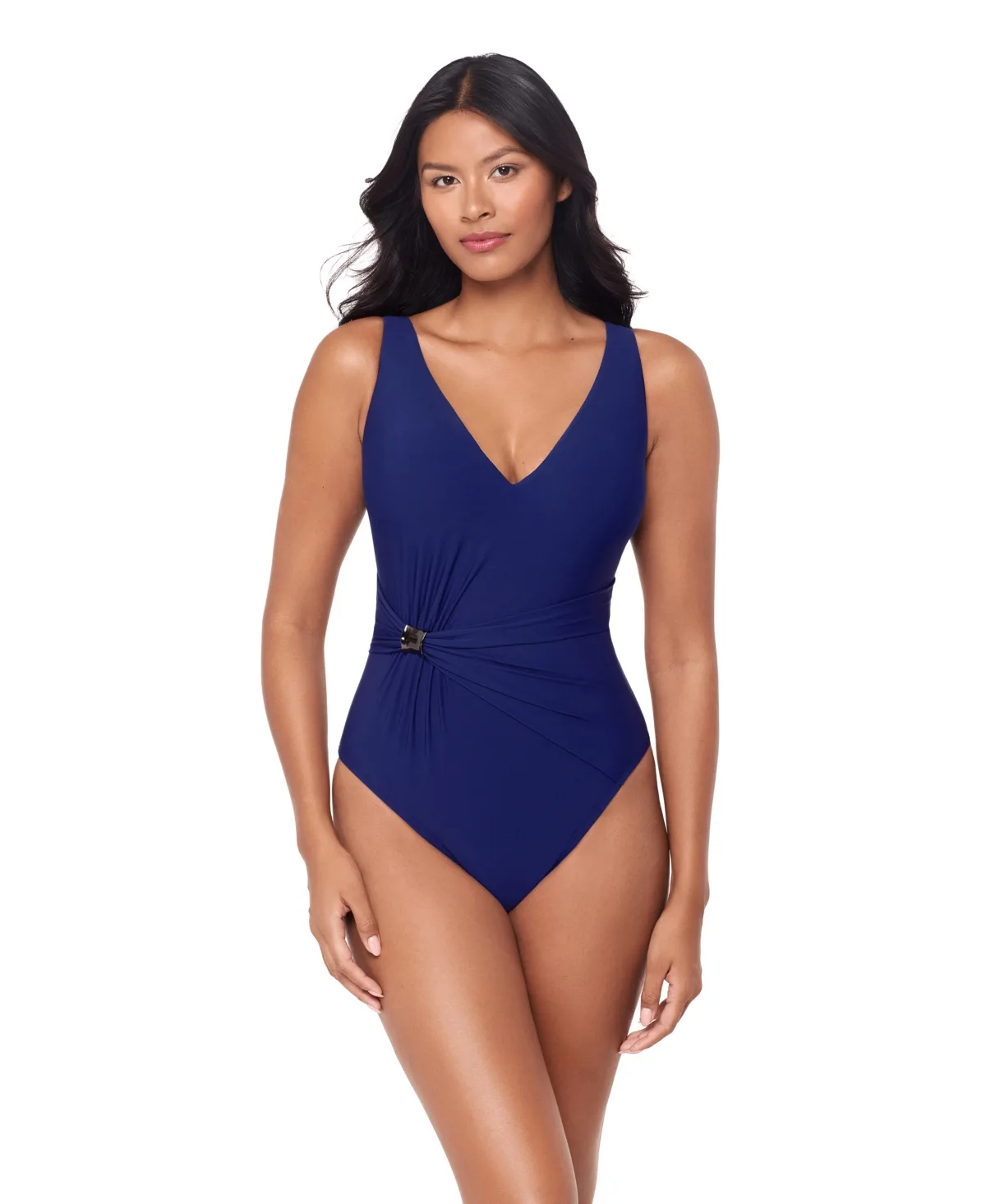 Solid Yara V-Neck One-Piece Swimsuit