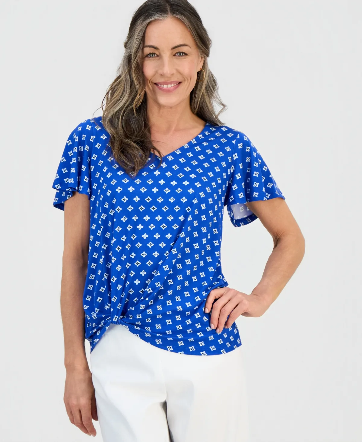 Allegria V-Neck Twist-Front Top by Jm Collection