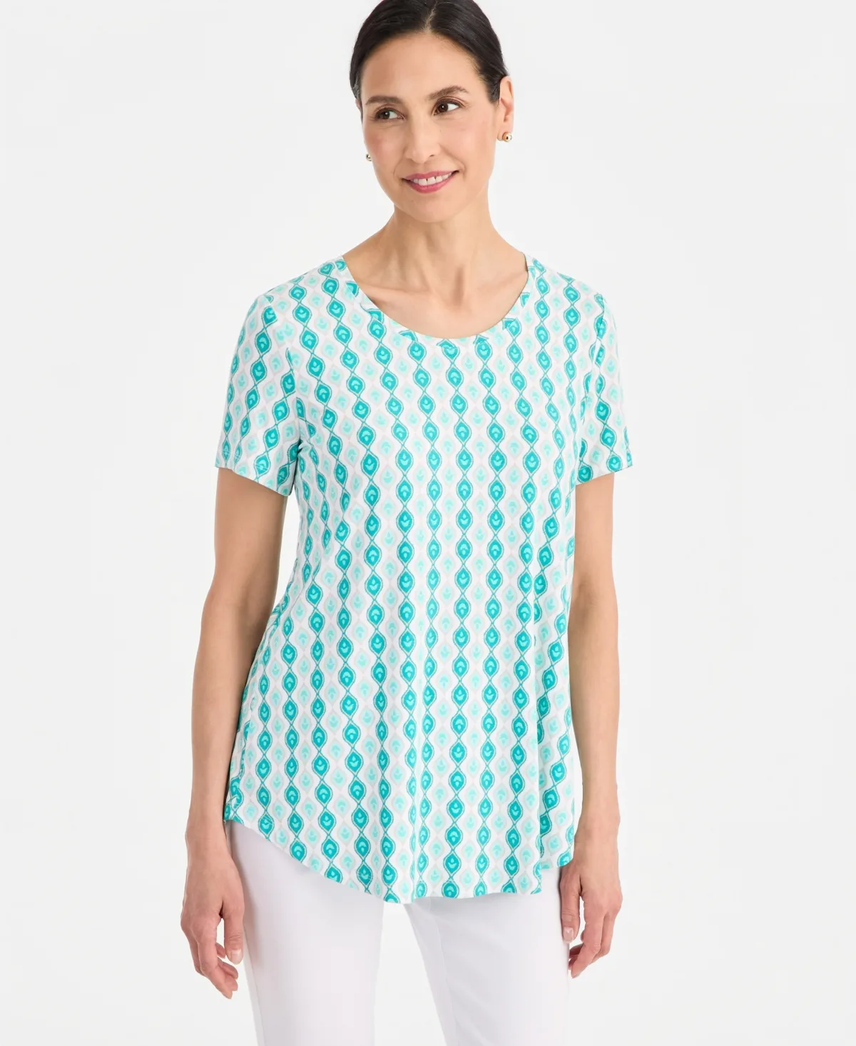 Bella Tile Scoop Neck Top by Jm Collection