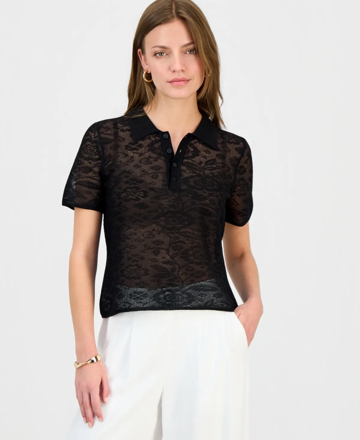 Collared Jacquard Top by I.n.c. International Concepts