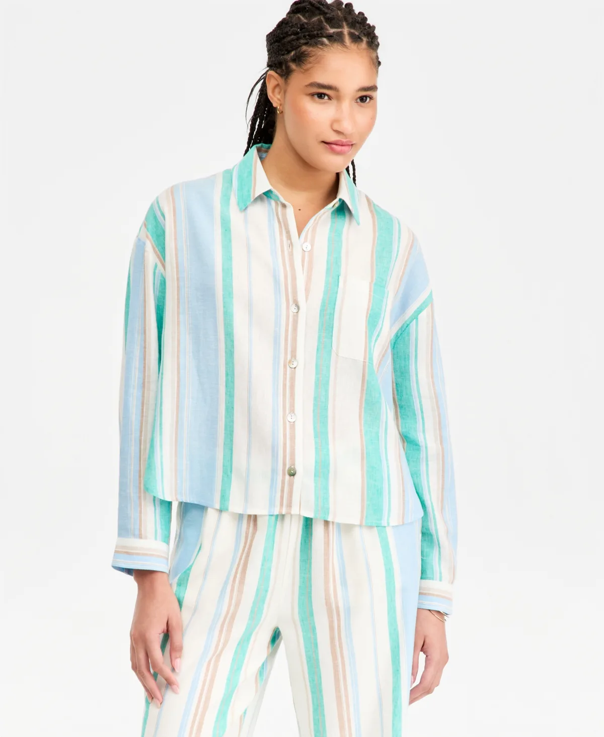 Long-Sleeve Relaxed Button-Down Shirt by Liverpool Los Angeles