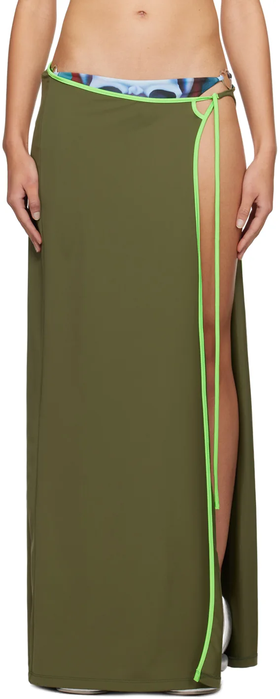 Khaki Wrap Maxi Skirt