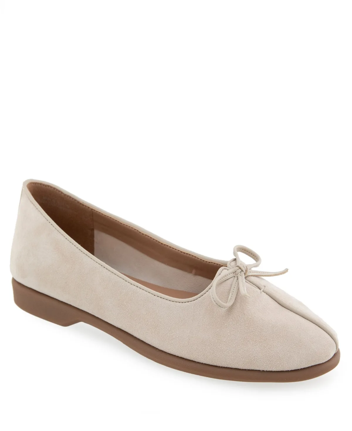 Novia Tapered Toe Ballet Flats - Stone Suede