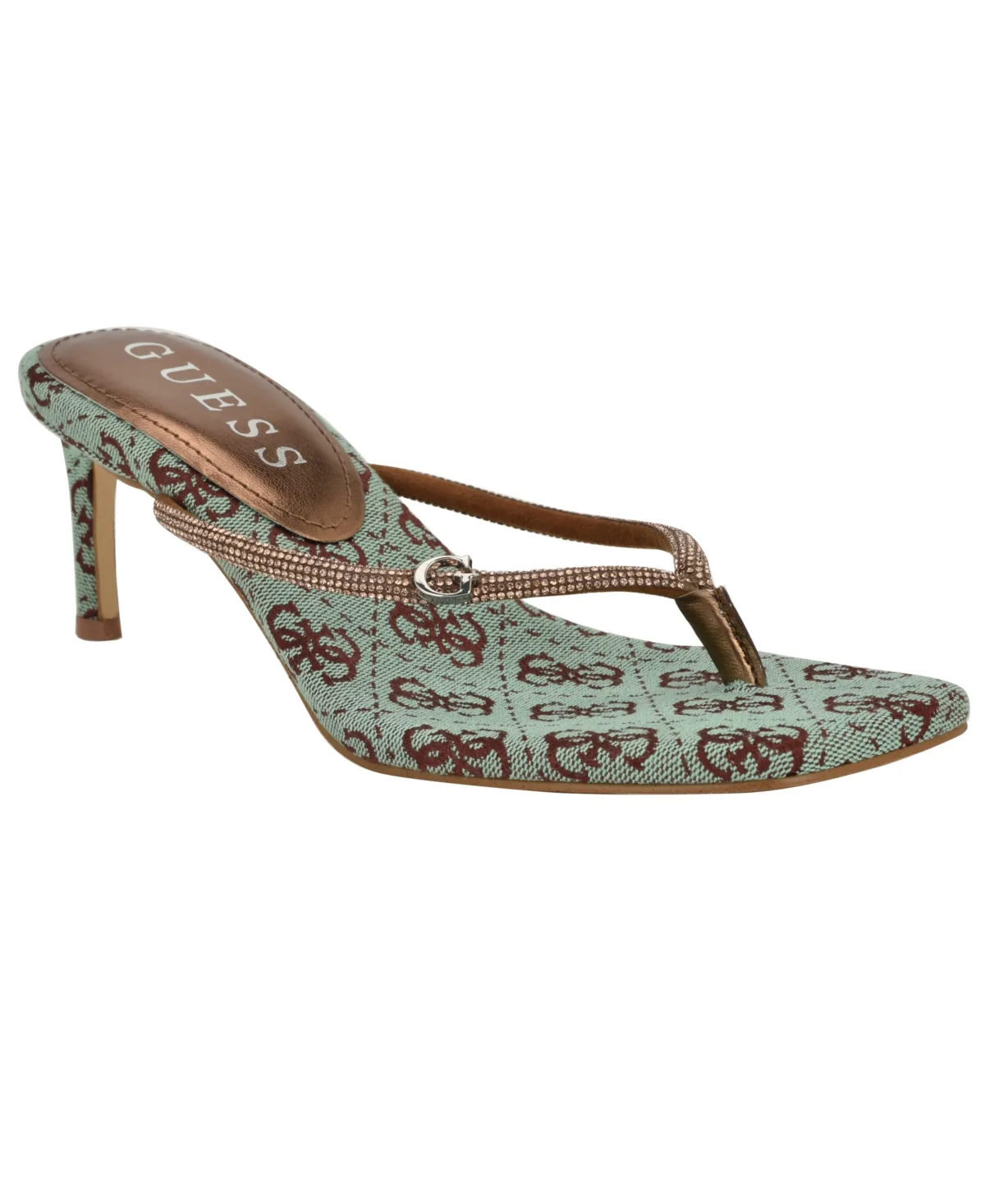 Mayan Rhinestone Thong Kitten Heel Sandals by Guess
