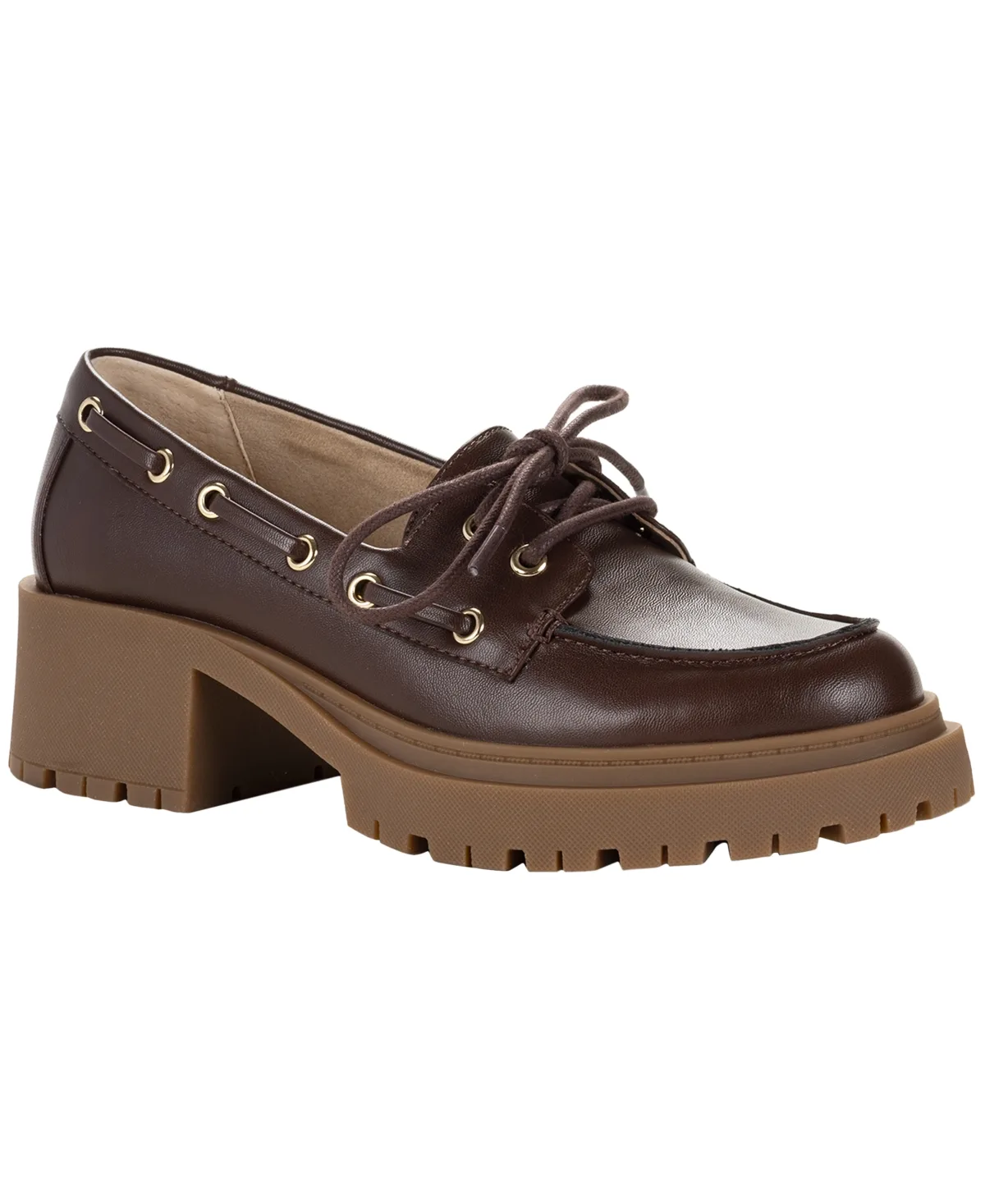 Theraa Lug Sole Block Heel Loafers by Wild Pair