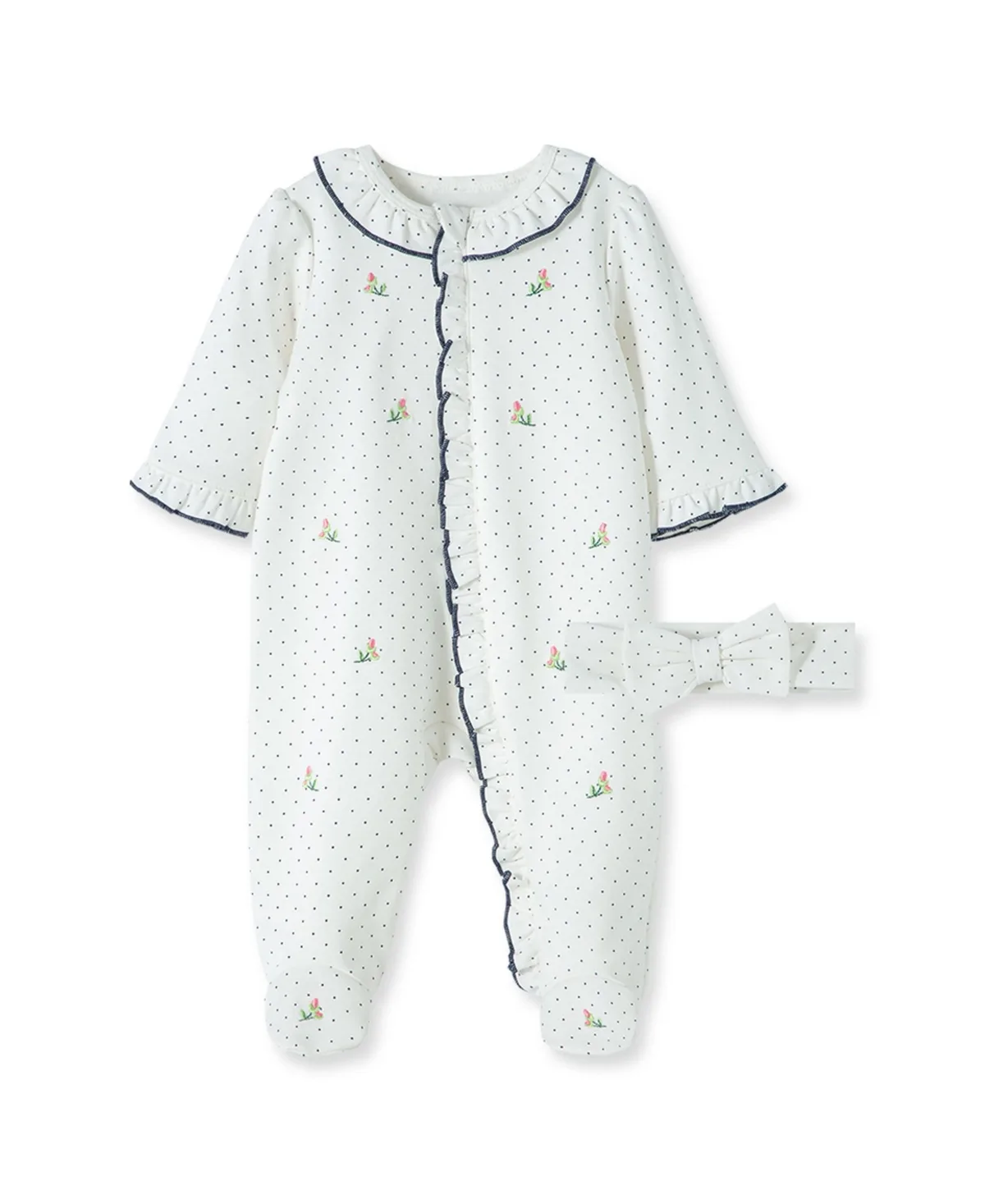 Rosebud Footed Coverall and Headband, 2 Piece Set by Little Me