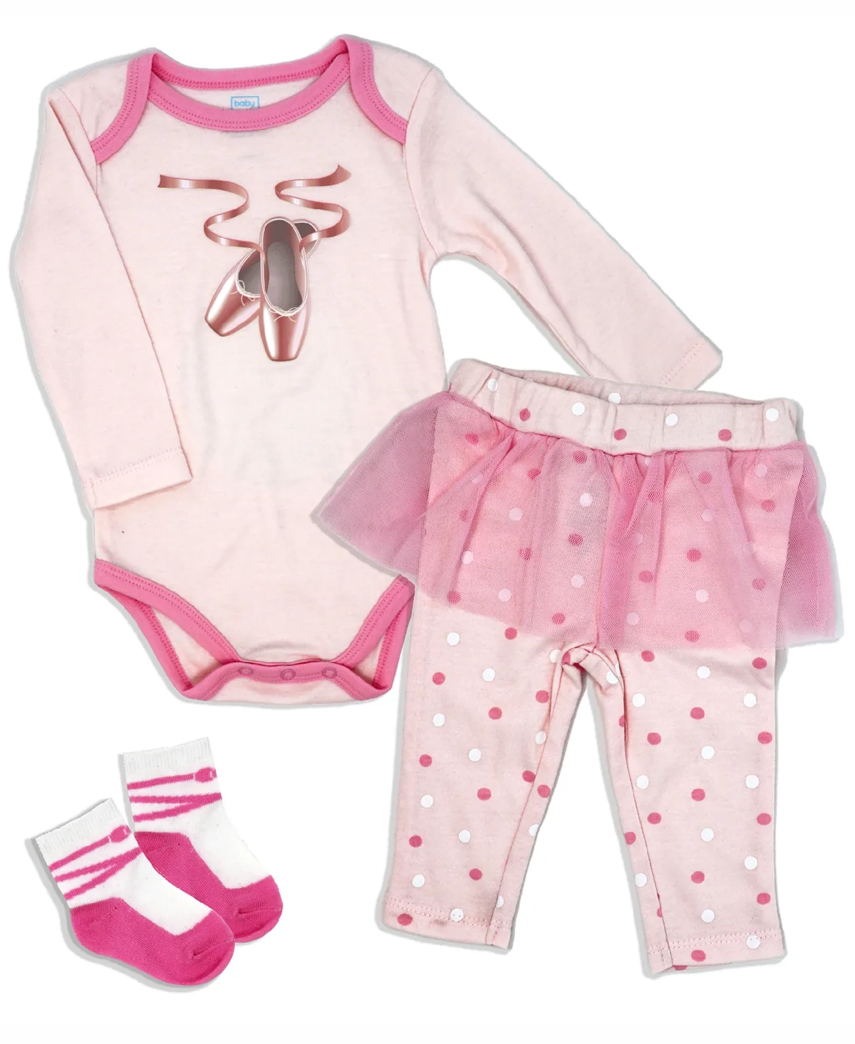 Ballet Bodysuit, Pants and Socks, 3 Piece Set by Baby Mode