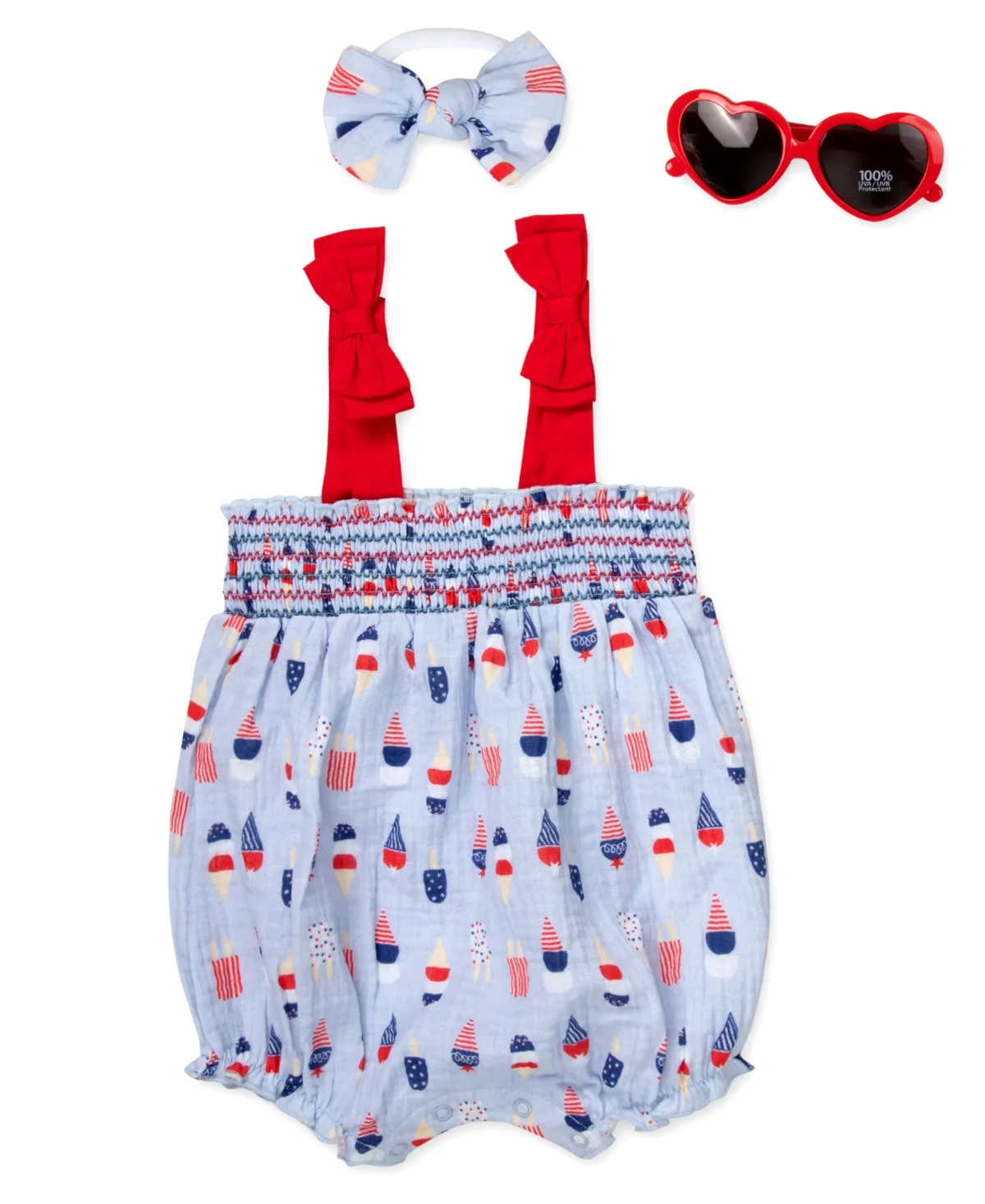 Ice Cream Print Romper, Headband and Sunglasses, 3-Piece Set by Baby Essentials
