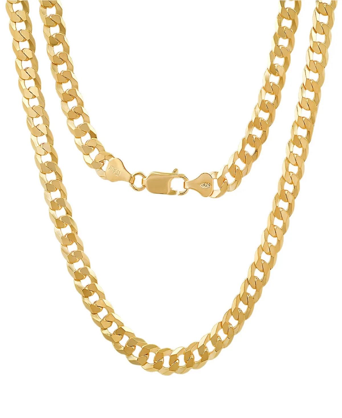 14K Gold Plated Cuban Superflat Link Necklace by Steeltime