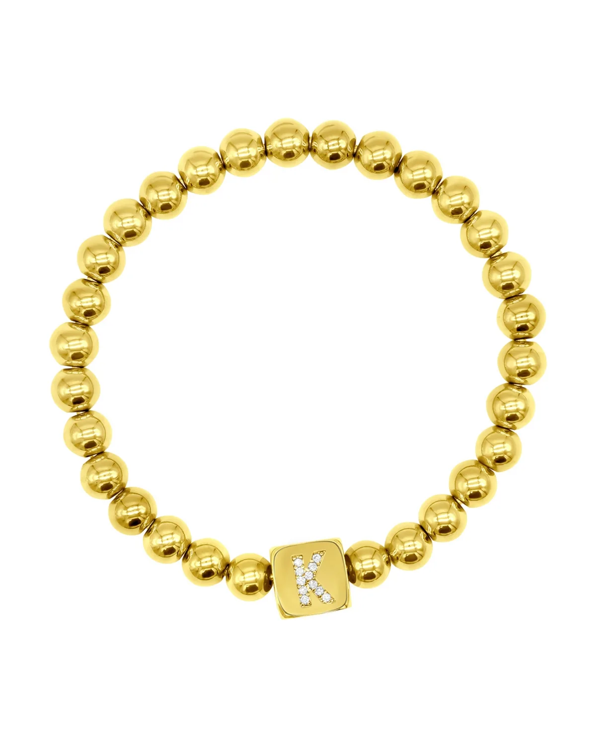 14K Gold-Plated Initial Cube Stretch Bracelet by Adornia