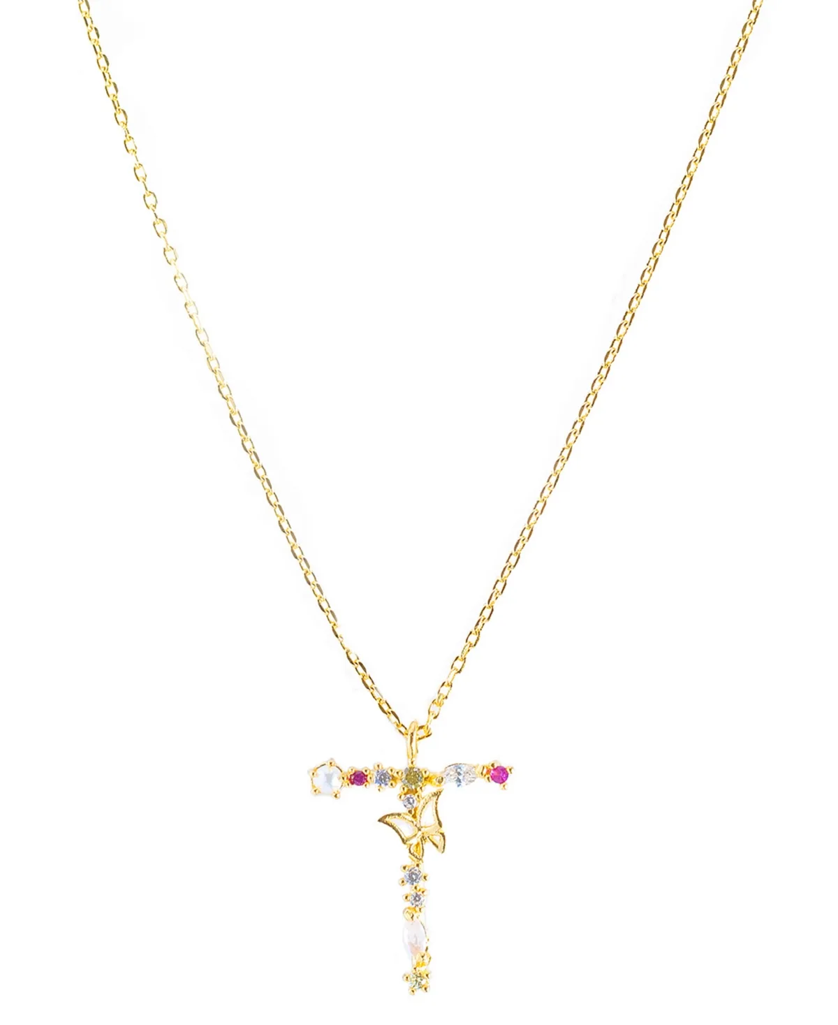 Flutterfly Stone Initial Necklace by Girls Crew