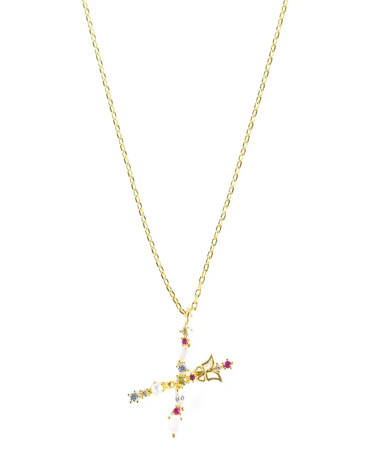 Flutterfly Stone Initial Necklace