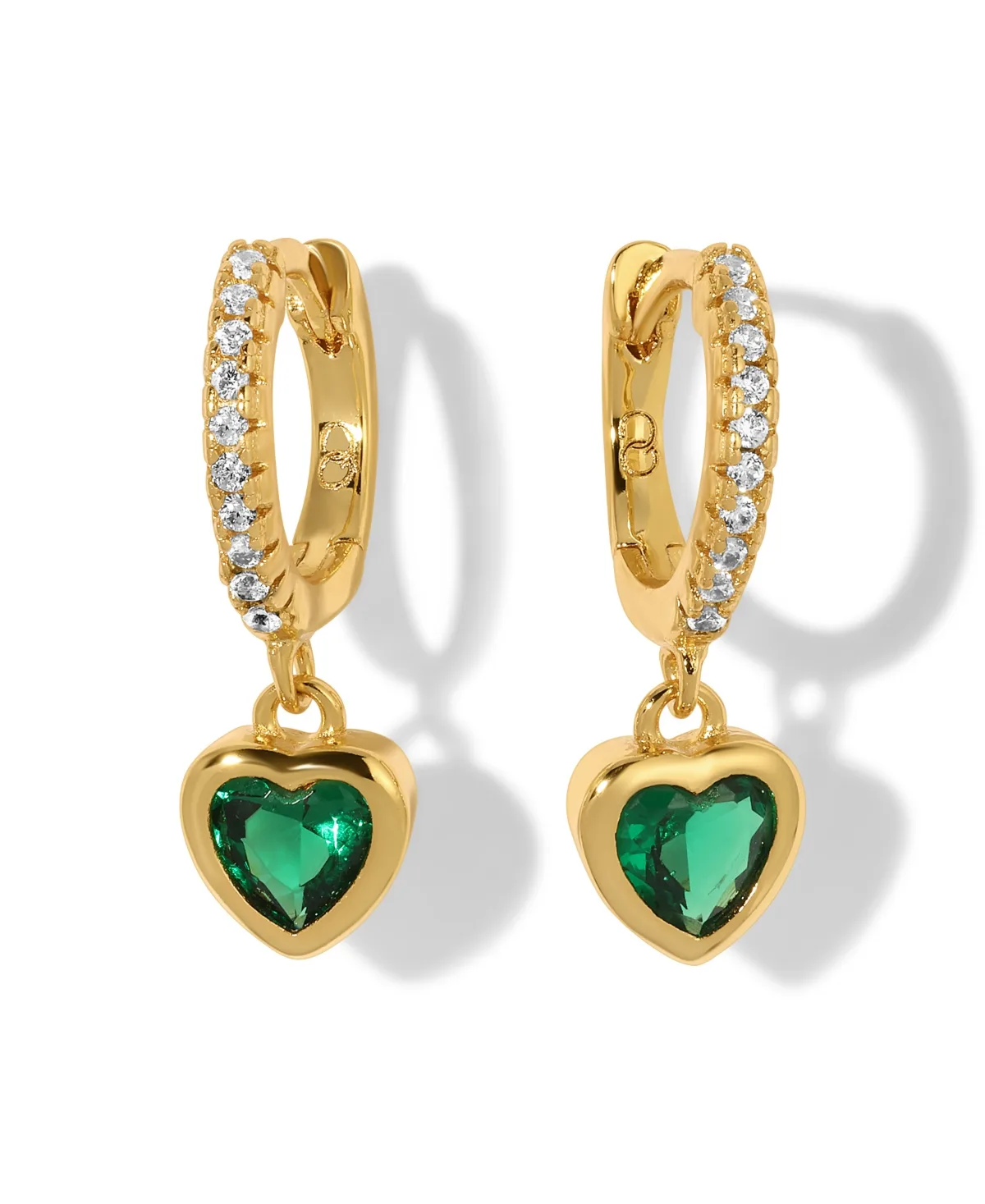 Crystal Green Goddess Dangle Hoops by Girls Crew